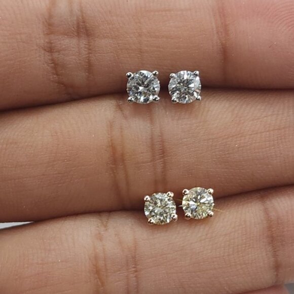 14K 0.50 Ct Lab Grown Diamond Stud Earrings - Picture 2 of 6